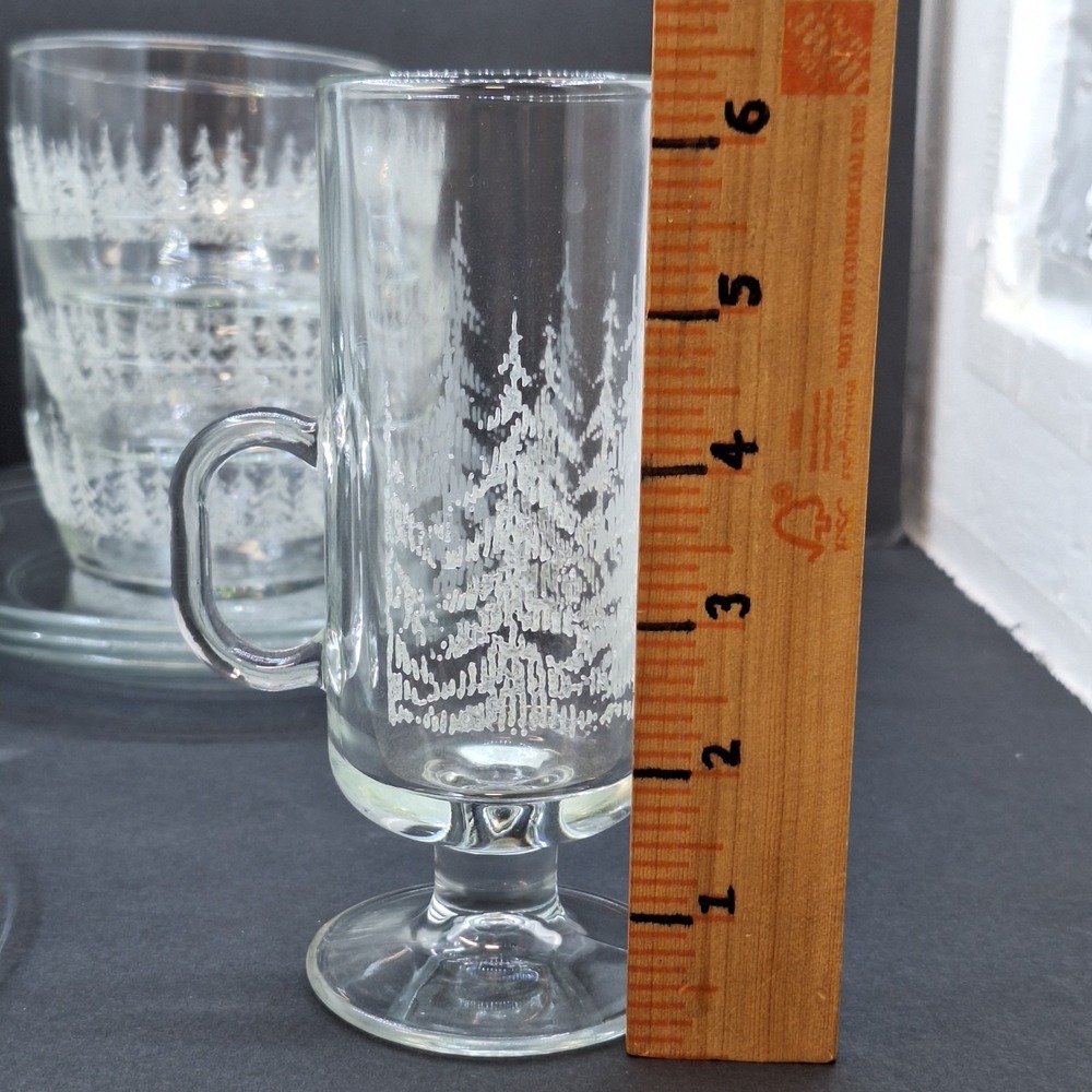 Libbey Frosty Pines Glass Bowls and plates Place Set of 4 Irish coffee mug 12pc - Picture 11 of 12